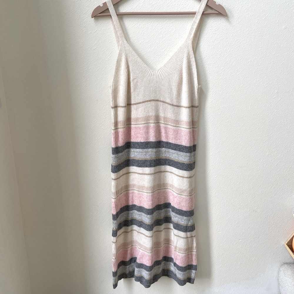 Striped Rib Knit Tank Dress